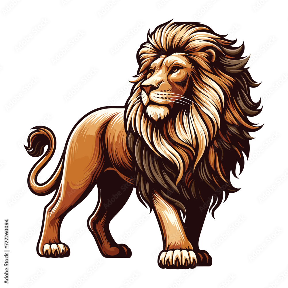 custom made wallpaper toronto digitalWild lion full body vector illustration, zoology illustration, majestic predator safari animal big cat design template isolated on white background