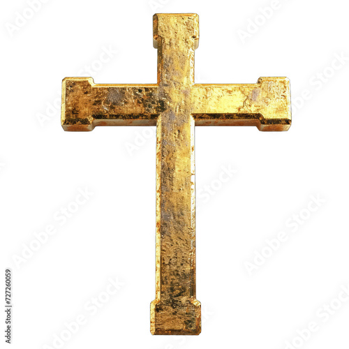 The Gold Cross on a Transparent Background PNG, Gold Crucifix for Jesus Christ Easter Christmas