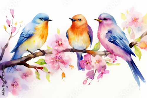 Watercolor Bird in Nature: Isolated Floral Illustration Design