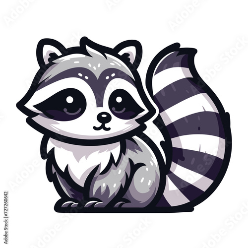 Cute adorable raccoon cartoon character vector illustration, funny racoon flat design template isolated on white background