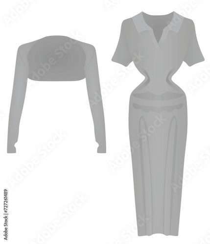Bolero and dress. vector illustration