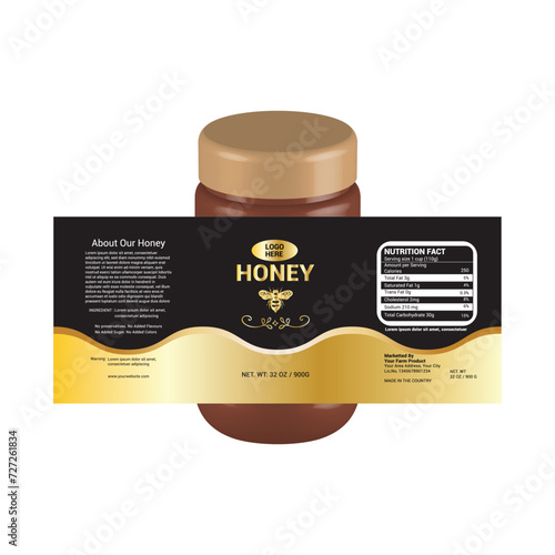 Honey label sticker and honey design banner, Honey Packaging, Bee honey, Label for print, Print ready file, Vector design, pack, vector packaging, Food label, Nutrition Label, 