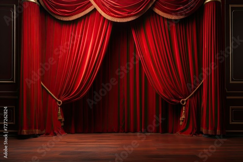 red theatre curtain with black background