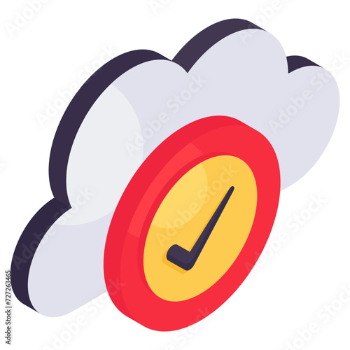 Premium download icon of verified cloud