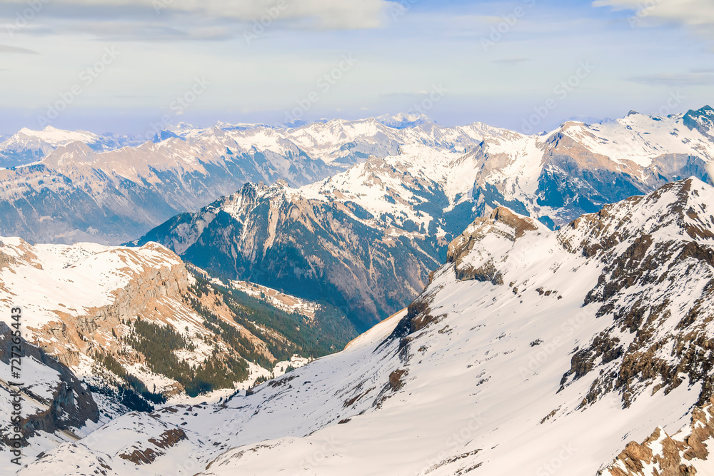 View of snowy mountains. Bernese Alps.Switzerland