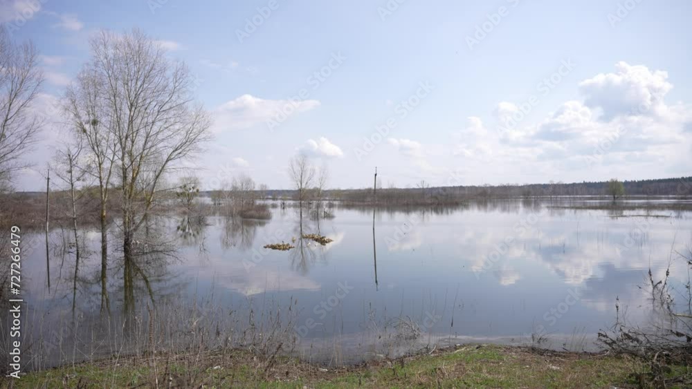 Flooded Field from Dam Breach in Kyiv Region, Ukraine Flooded Field from Dam Breach in Kyiv Region, Ukraine