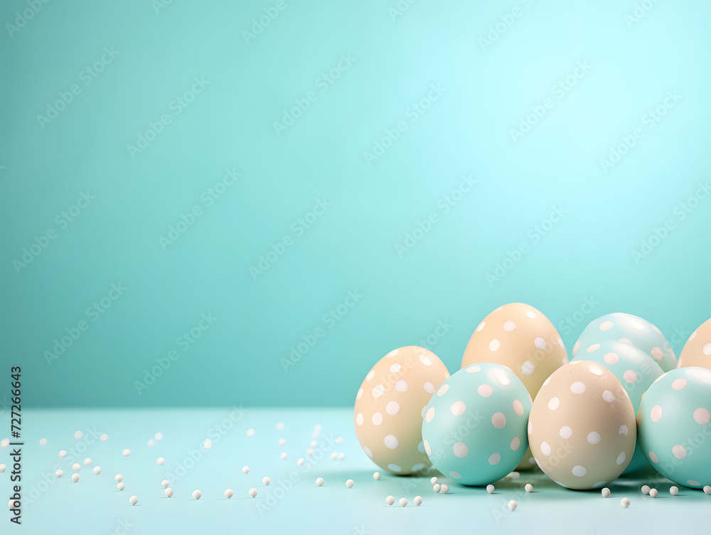 Easter eggs with turquoise background