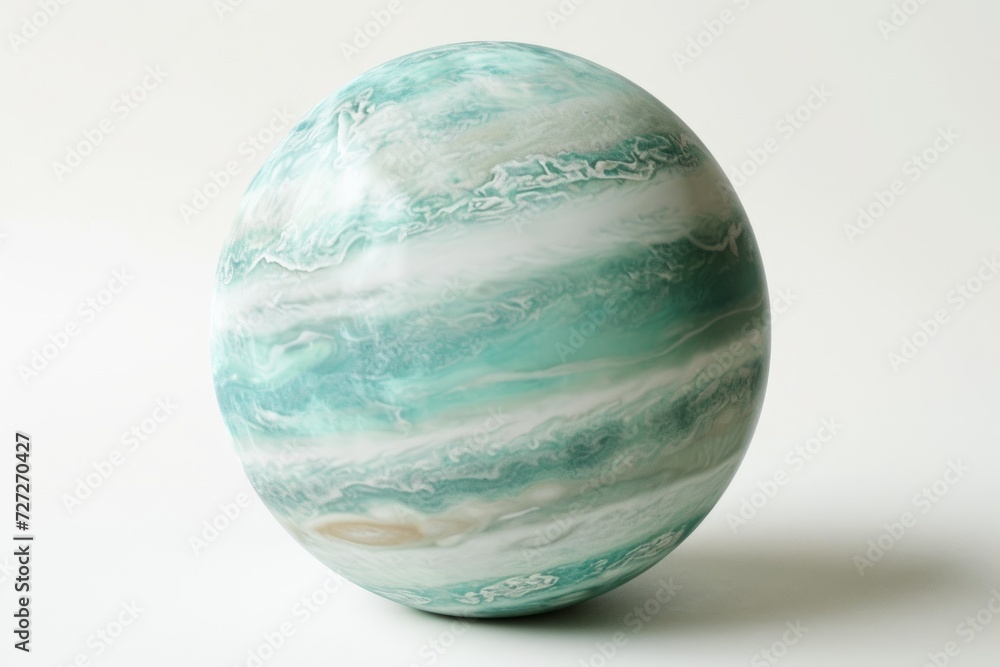 Conceptual image of Uranus, the sideways planet, exhibiting its pale blue-green coloration against a white setting Generative AI Conceptual image of Uranus, the sideways planet, exhibiting its pale blue-green coloration against a white setting Generative AI