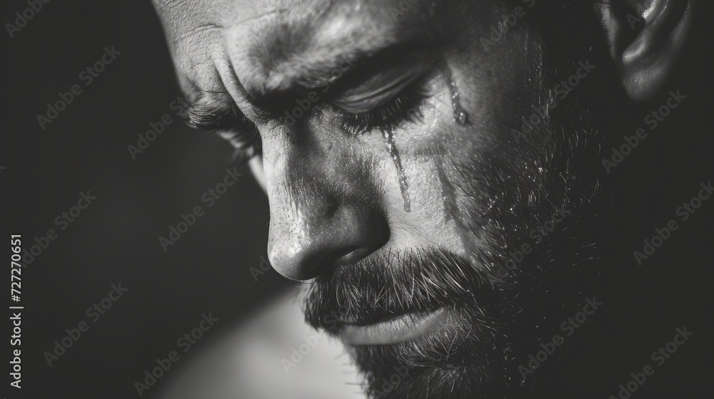 sad crying man in dark colors. sad crying man in dark colors.