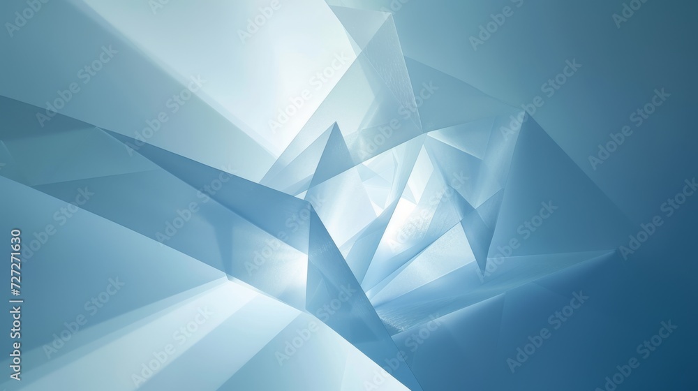 An abstract geometric play of light and shadow on light blue background An abstract geometric play of light and shadow on light blue background