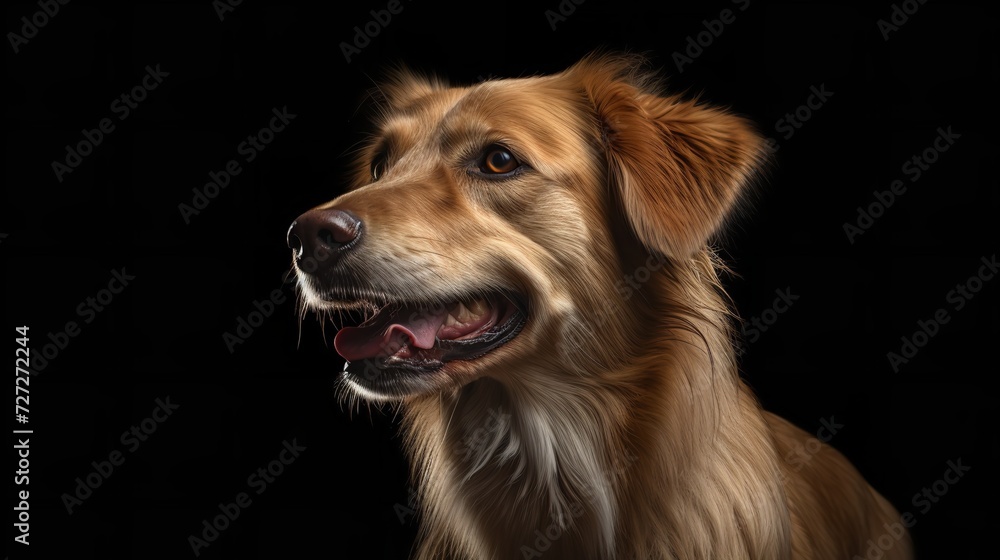 Dog Isolated on Black Background - 8K 4K Photorealistic

