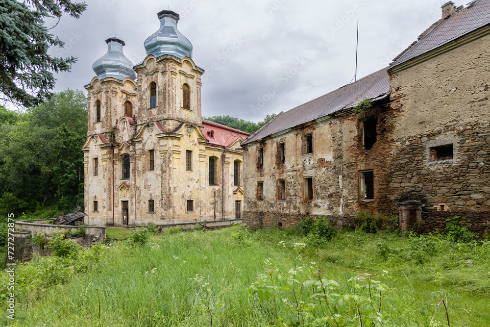 Naklejka premium Church of visitation of Virgin Mary, Skoky near Zlutice, Western Bohemia, Czech Republic