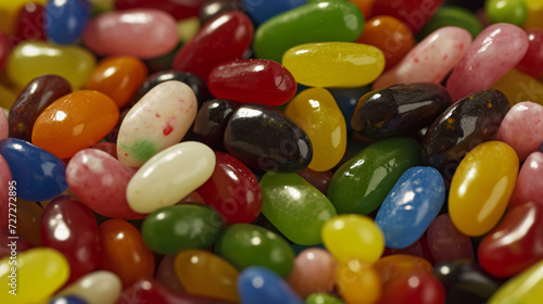 Close up of Cinema colorful assorted jelly beans in a full screen tile image that can be repeated infinitely 