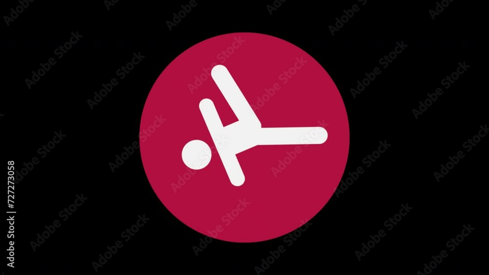 Pictograma de los Juegos Olímpicos en el centro con el deporte breaking con alpha en un circulo rojo Pictograma de los Juegos Olímpicos en el centro con el deporte breaking con alpha en un circulo rojo
