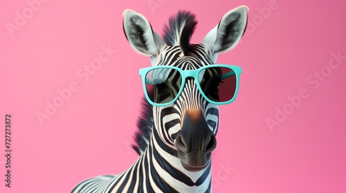 Cartoon Colorful Giraffe with Sunglasses On  