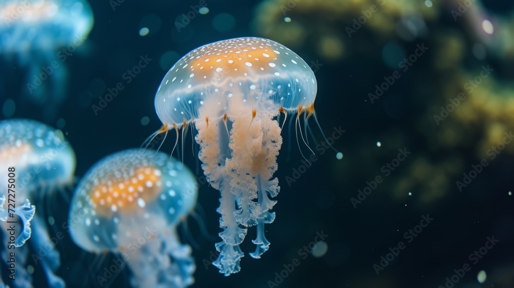 Obraz premium jellyfish on the seabed.