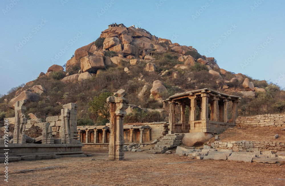 Achaturaya temple in the morning near Hampi village, Karnataka, India