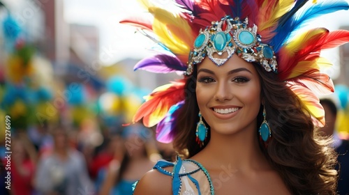 Woman Wearing Colorful Dress and Headdress With Vibrant Patterns, Hispanic Heritage Month