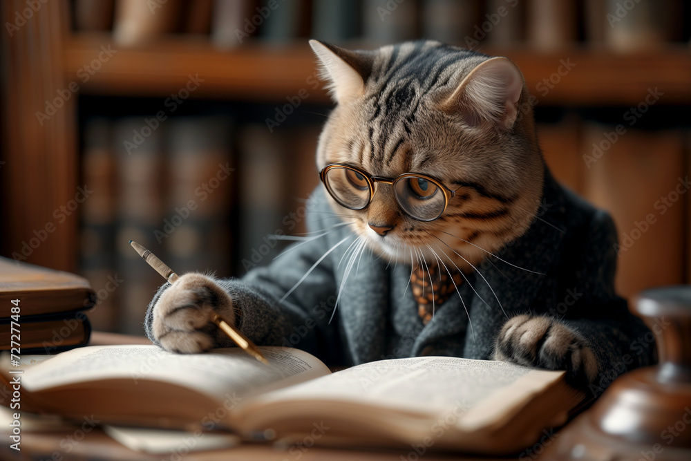 Cat businessman. Fluffy leader. Concept Cat businessman. Fluffy leader. Concept