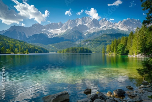 Picturesque summer view of lake