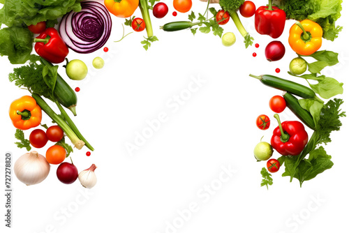 many different vegetable frame isolated on transparent background