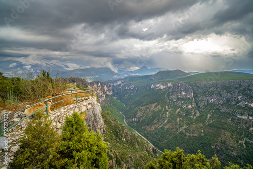 Mountain landscape width Canyon of Verdon River (Verdon Gorge) in Provence, France