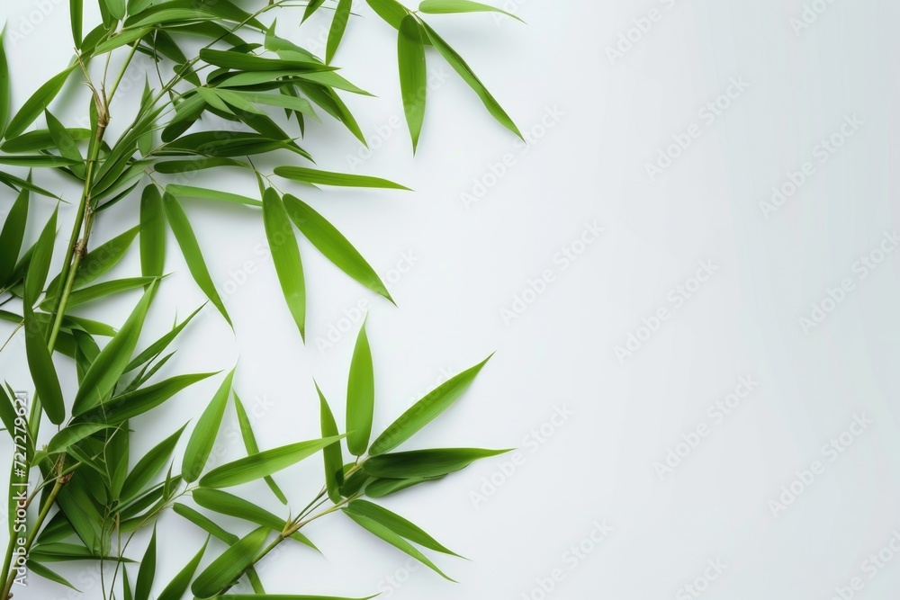 Naklejka premium Bamboo leaves on white background