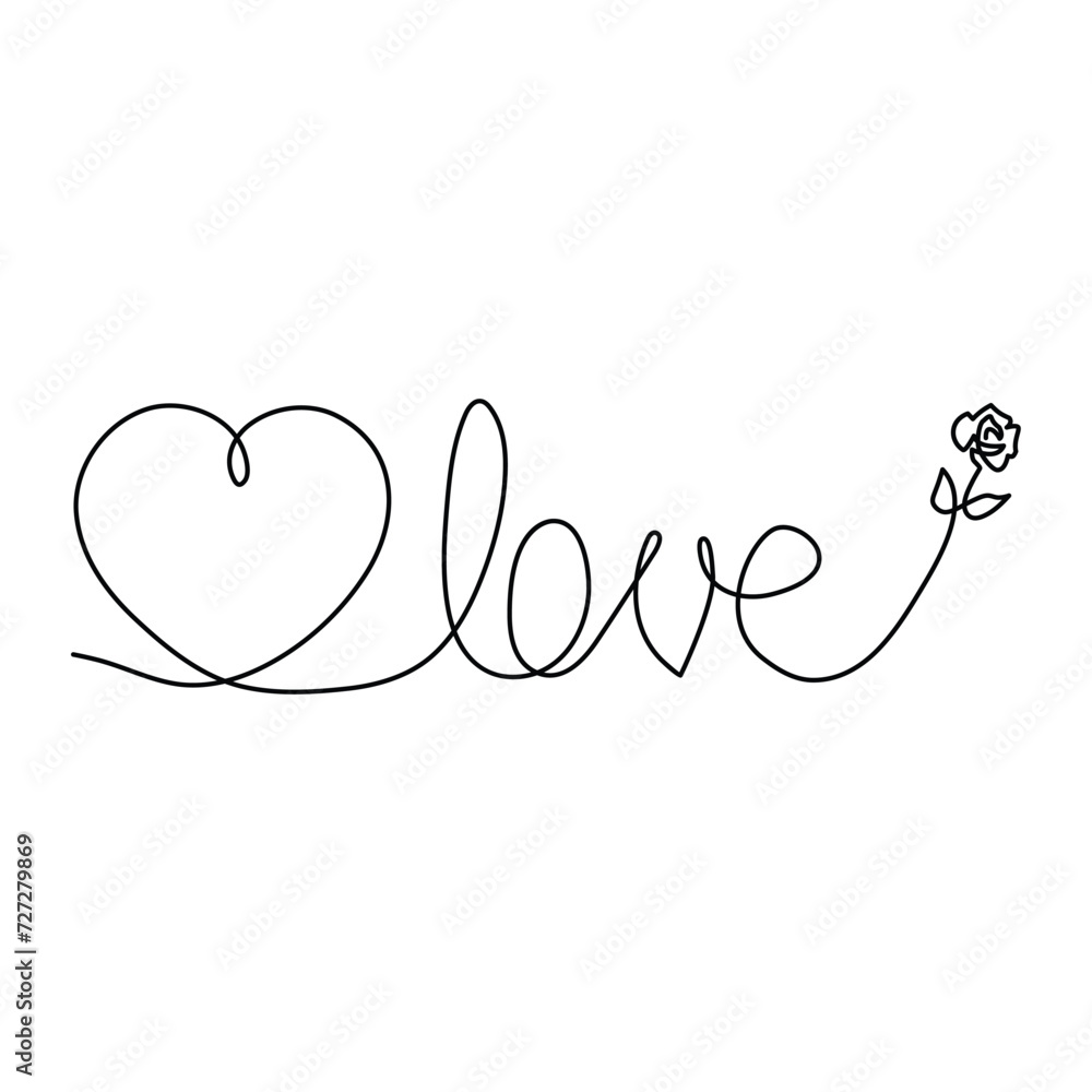 Heart shape Romantic symbol illustration continuous drawing single line art