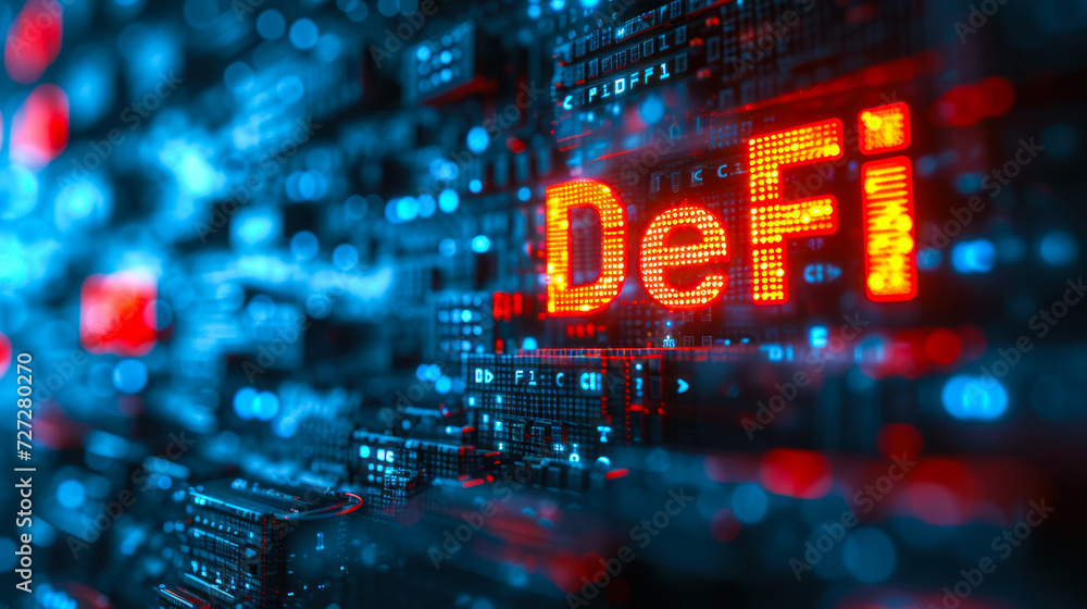 Dynamic neon DeFi text on a matrix-style blockchain background, symbolizing decentralized finance technology and cryptocurrency innovation Dynamic neon DeFi text on a matrix-style blockchain background, symbolizing decentralized finance technology and cryptocurrency innovation