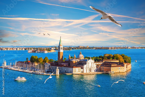 San Giorgio Maggiore Island from the top of Basilica San Marco, Venice, Italy photo