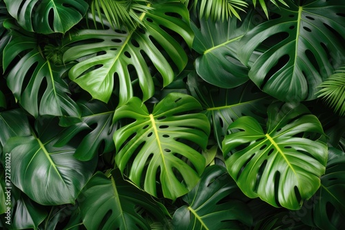 Stunning photo of lush tropical plants with fresh green leaves. photo
