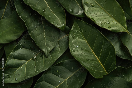 Close up stock photos of detailed soursop leaves photo