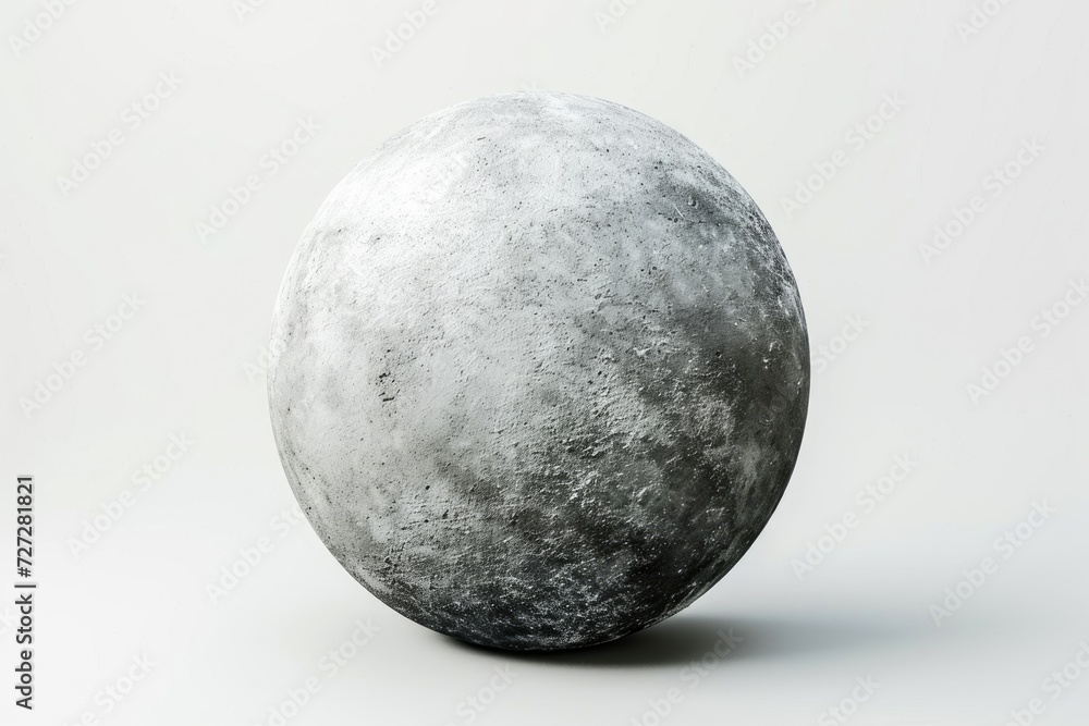Photo concept of Eris, a dwarf planet, showcasing its distant orbit and icy composition against a white background Photo concept of Eris, a dwarf planet, showcasing its distant orbit and icy composition against a white background