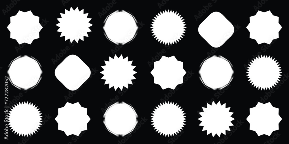 Set sunburst badges. Set of vector starburst, sunburst badges. Simple flat style vintage labels, stickers. Collection star label. Different starburst 2 3 2 Set sunburst badges. Set of vector starburst, sunburst badges. Simple flat style vintage labels, stickers. Collection star label. Different starburst 2 3 2