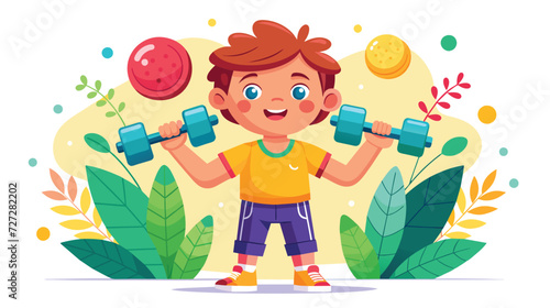 Boy Holding Two Dumbbells
