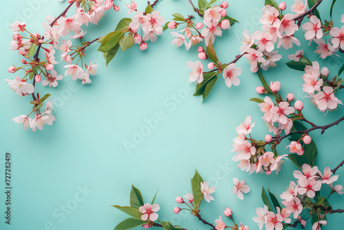 Beautiful flowers sakura grace the scene, leaving room for creativity © Jakraphong