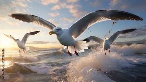 Flying Seagulls Illustration - 8K/4K Photorealistic Art   © Umar