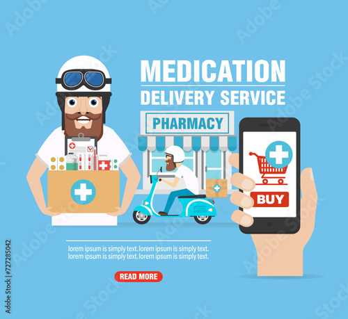 Medication fast delivery service concept modern design flat