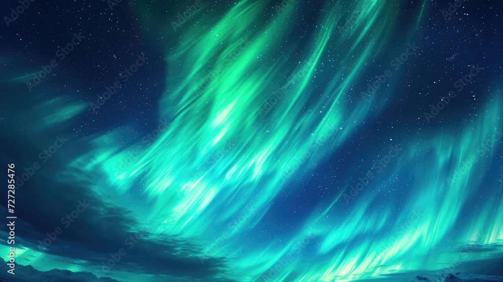 Beautiful night sky with colourful northern lights. Polar aurora, natural effect