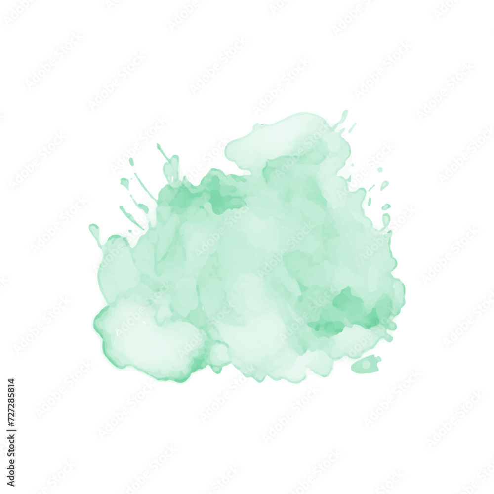 Abstract mint green watercolor water splash on a white background. Vector watercolour texture in mint color. Ink paint brush stain. Green splatter spot. Watercolor pastel splash Abstract mint green watercolor water splash on a white background. Vector watercolour texture in mint color. Ink paint brush stain. Green splatter spot. Watercolor pastel splash