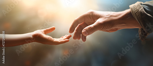 the hand of christ helping and giving hope to a child