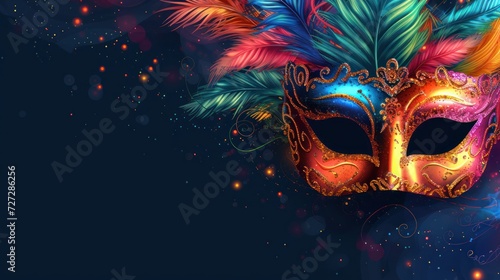 Colorful carnival celebration mask motif with empty space AI generated image