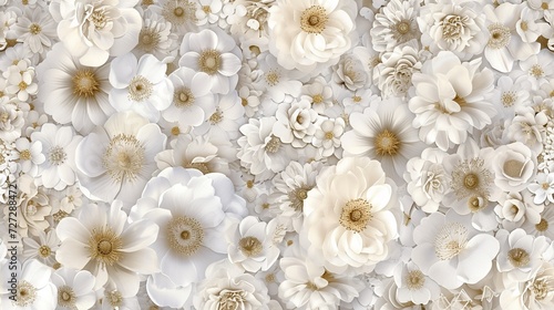 Background with a Wide Variety of White Flowers - Floral Elegance