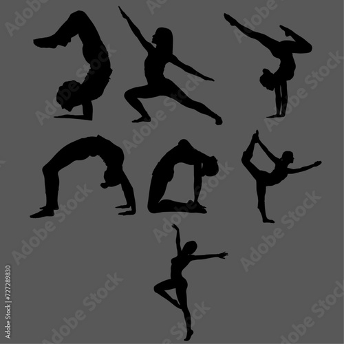 7 vector silhouettes of yoga poses