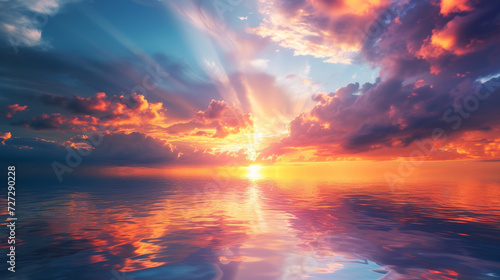 Ephemeral Radiance  Sunset Symphony in the Vast Sky. Generative AI