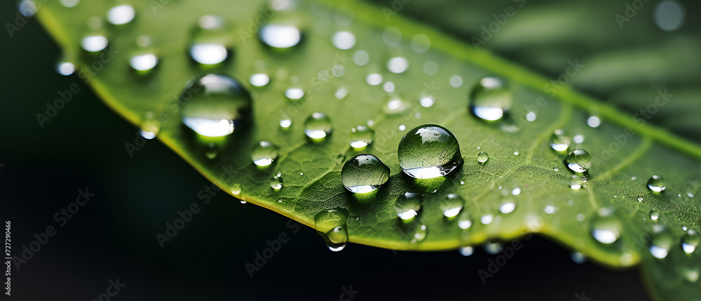 macro close up of a leaf of a tree with water drops on it - environmental care concept macro close up of a leaf of a tree with water drops on it - environmental care concept