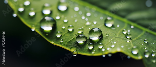 macro close up of a leaf of a tree with water drops on it - environmental care concept