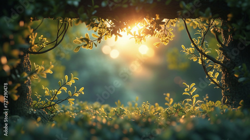 Background image of nature beautifully illuminated by the sun's rays.
