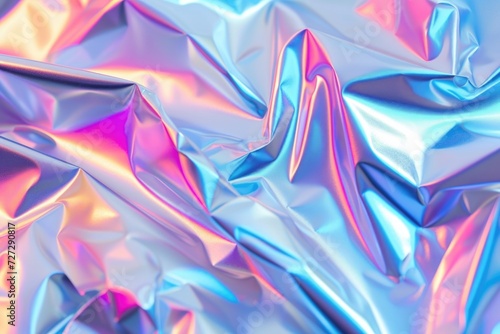 Holographic foil paper close up. Modern trendy colorful background