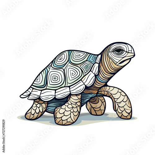 Tortoise in cartoon, doodle style. Image for t shirt. Isolated 2d vector illustration in logo, icon, sketch style, Eps 10. AI Generative